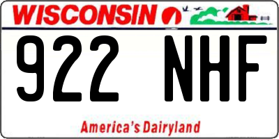 WI license plate 922NHF