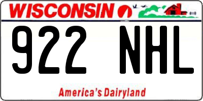 WI license plate 922NHL
