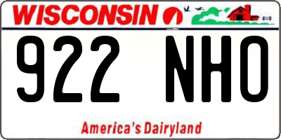 WI license plate 922NHO
