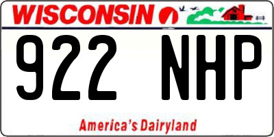 WI license plate 922NHP
