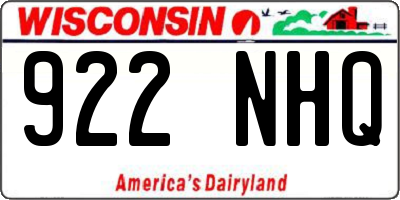 WI license plate 922NHQ