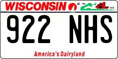 WI license plate 922NHS