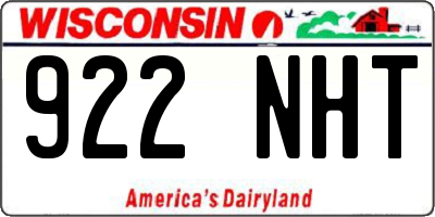 WI license plate 922NHT