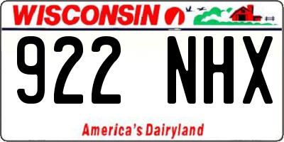 WI license plate 922NHX
