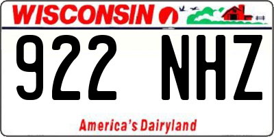 WI license plate 922NHZ
