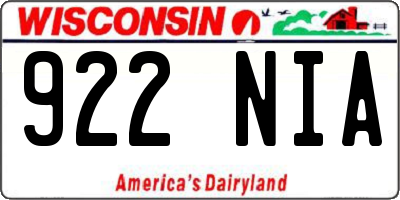 WI license plate 922NIA