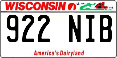 WI license plate 922NIB