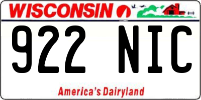 WI license plate 922NIC