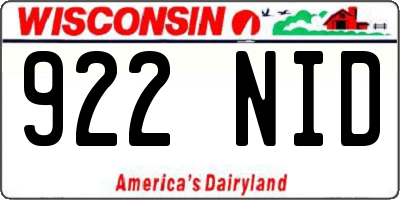 WI license plate 922NID