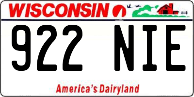 WI license plate 922NIE