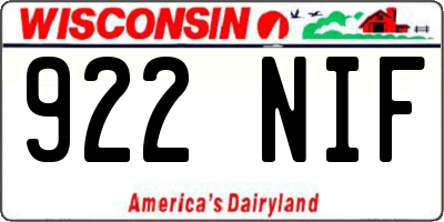 WI license plate 922NIF