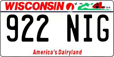 WI license plate 922NIG