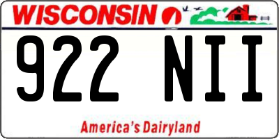 WI license plate 922NII