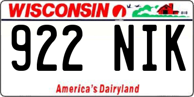 WI license plate 922NIK