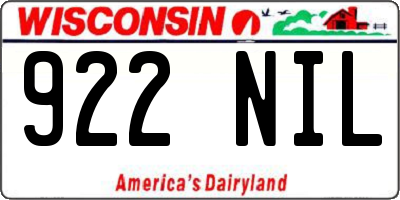 WI license plate 922NIL