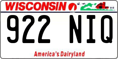WI license plate 922NIQ