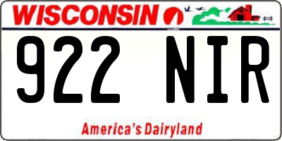WI license plate 922NIR