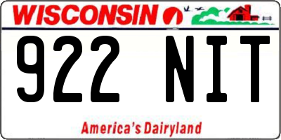 WI license plate 922NIT