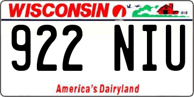 WI license plate 922NIU