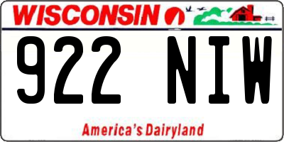 WI license plate 922NIW