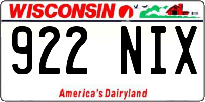 WI license plate 922NIX