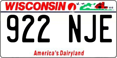 WI license plate 922NJE