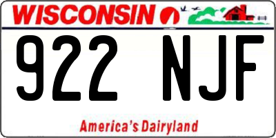 WI license plate 922NJF