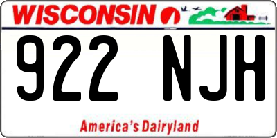WI license plate 922NJH