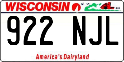 WI license plate 922NJL
