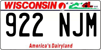 WI license plate 922NJM