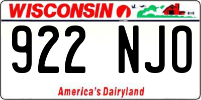 WI license plate 922NJO