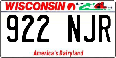 WI license plate 922NJR