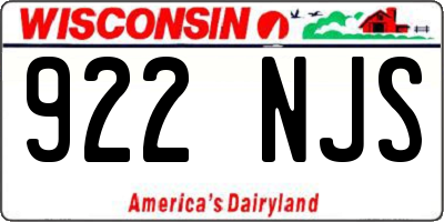 WI license plate 922NJS
