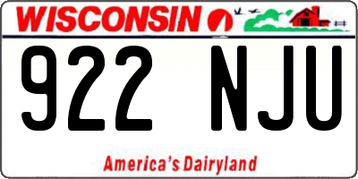 WI license plate 922NJU