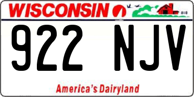 WI license plate 922NJV
