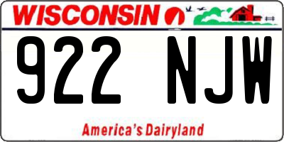 WI license plate 922NJW