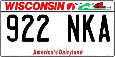 WI license plate 922NKA