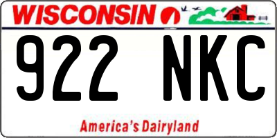 WI license plate 922NKC