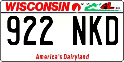 WI license plate 922NKD