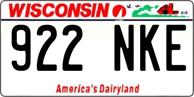 WI license plate 922NKE