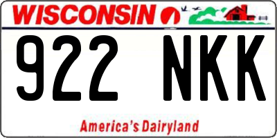 WI license plate 922NKK