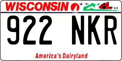 WI license plate 922NKR