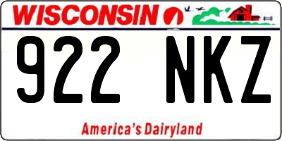 WI license plate 922NKZ