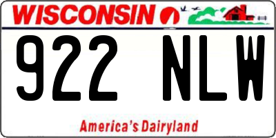 WI license plate 922NLW