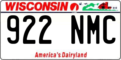 WI license plate 922NMC