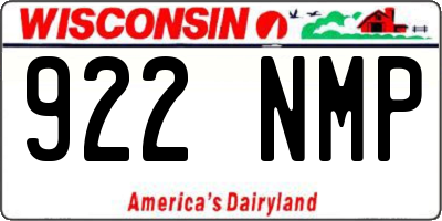 WI license plate 922NMP