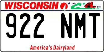 WI license plate 922NMT