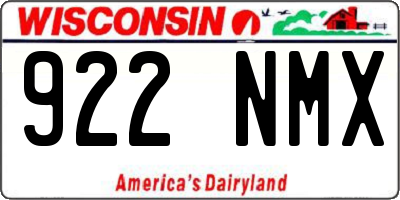 WI license plate 922NMX