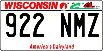 WI license plate 922NMZ