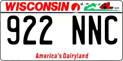 WI license plate 922NNC